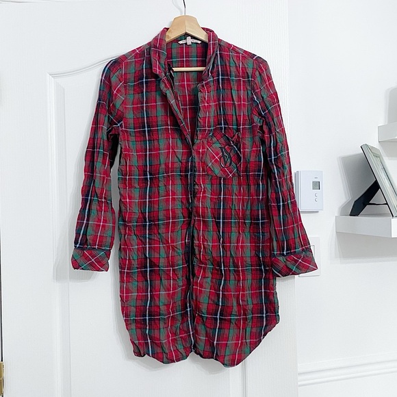 VICTORIA SECRET | Plaid cotton longsleeve chemise - Picture 1 of 7